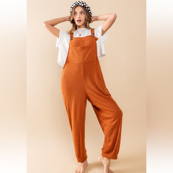 11 Solid Adjustable Strap Sweater Overall Jumpsuit - Picture 4 of 8